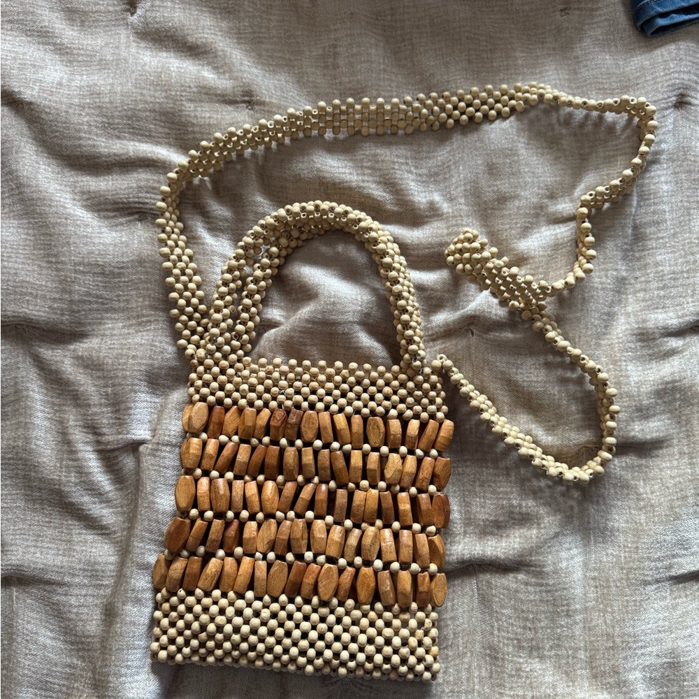 Handcrafted Beaded Tan Bag